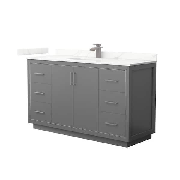 Wyndham Collection Icon 60 in. W x 22 in. D x 35 in. H Single Bath Vanity in Dark Gray with Giotto Quartz Top