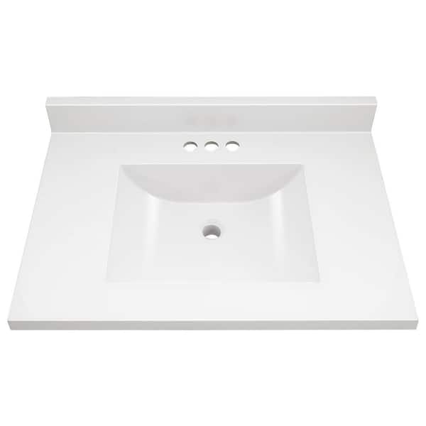 Nevado 25 in. W x 19 in. D x 36 in. H Bath Vanity in White with Cultured Marble Vanity Top Sink in White
