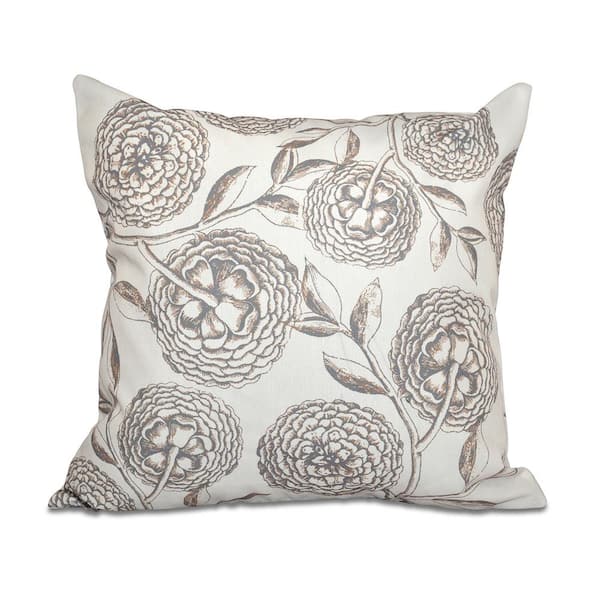 Unbranded Antique Flowers Floral Print Throw Pillow