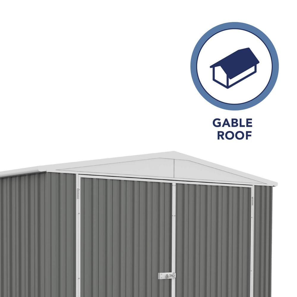 Large Gray Metal Double Door Storage Shed 10' x 20'