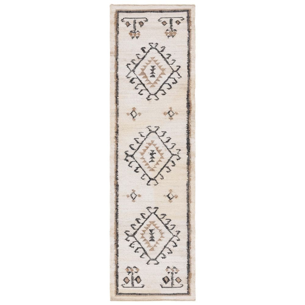 Kilim Ivory/Black 2 ft. x 8 ft. Native American Border Runner Rug price history on PriceWatchPro