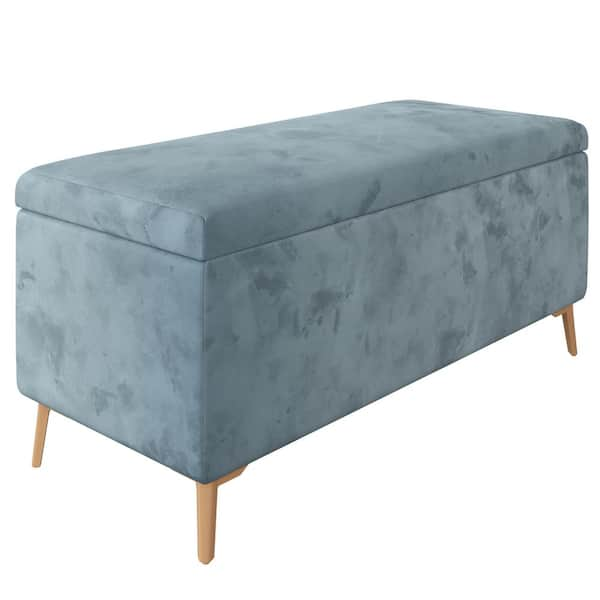 light blue upholstered bench