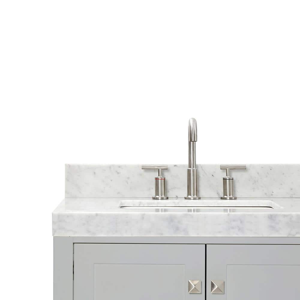 Cambridge 72'' Gray Wood Double Freestanding Bathroom Vanity with Carrara Marble Top
