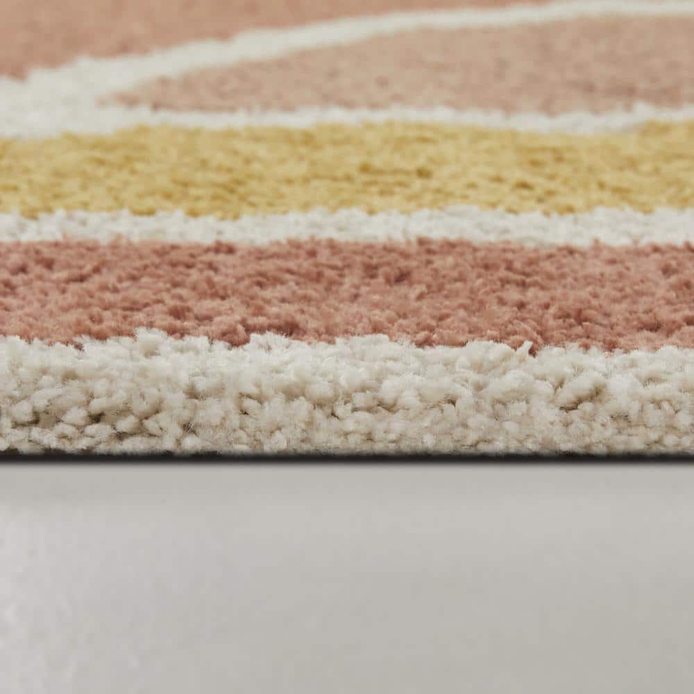 Cesare Pink and Yellow Abstract Shag Area Rug 8' x 10'
