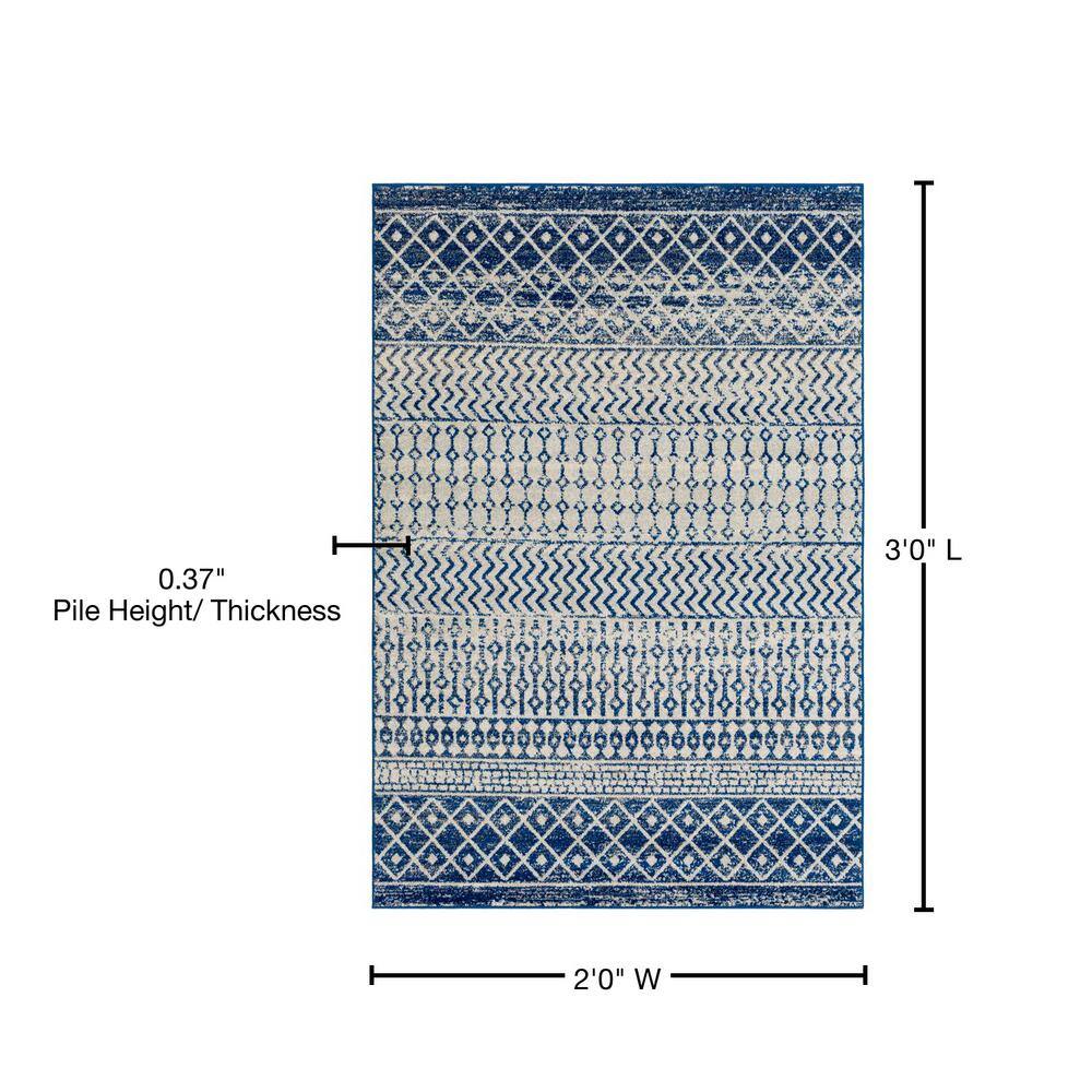 Elaziz Blue Geometric Patterned 2' x 3' Area Rug