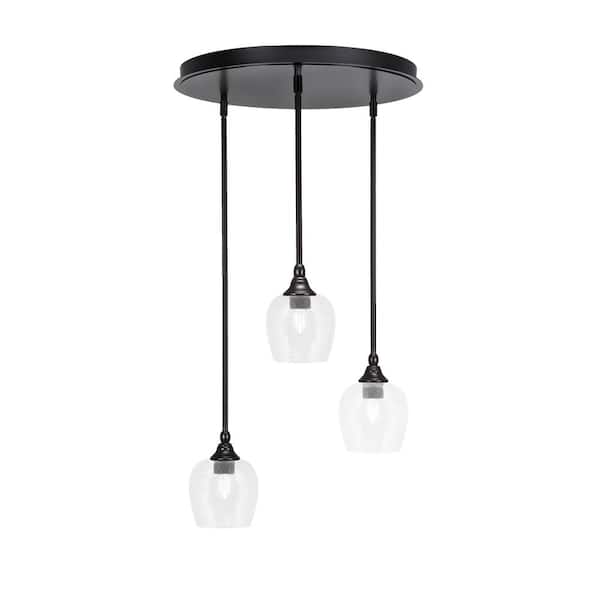 Unbranded Villa 3 Light Espresso Pendant, Cluster Pendant Light with 6 in. Clear Bubble Glass Shades, No bulb Included