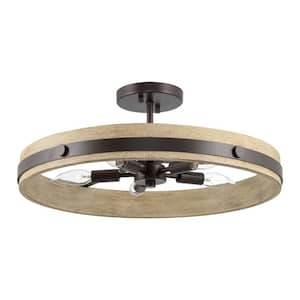 Montrose 19.25 in. 60-Watt 5-Light Oil-rubbed Bronze Farmhouse Semi Flush Mount