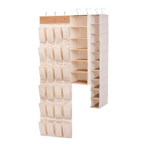 Honey-Can-Do 64 in. H Beige Canvas Hanging Closet Organizer