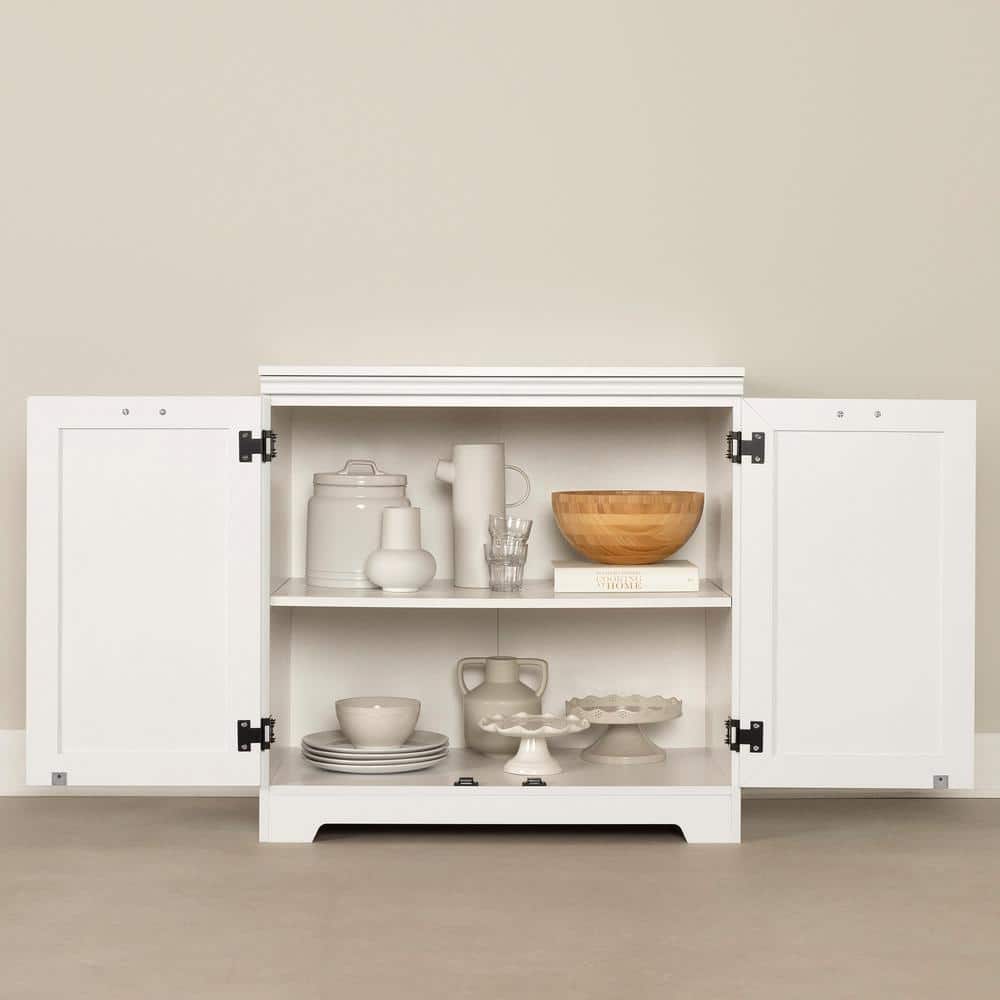 Harma 33" White Farmhouse Storage Cabinet with Adjustable Shelf