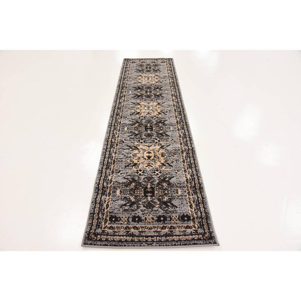 Modern Gray Synthetic Indoor Runner Rug 2' 2" x 8' 2"