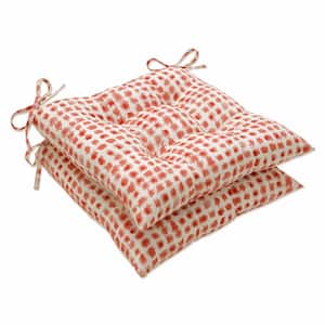 19 x 18.5 Outdoor Dining Chair Cushion in Red/Ivory (Set of 2)