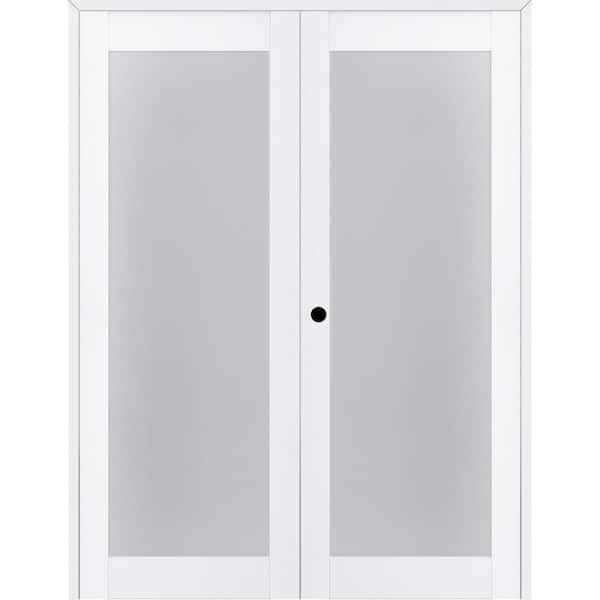 Belldinni 207 72 in. x 80 in. RightHand Active Frosted Glass Bianco Noble Finished Wood Composite Double Prehung French Door