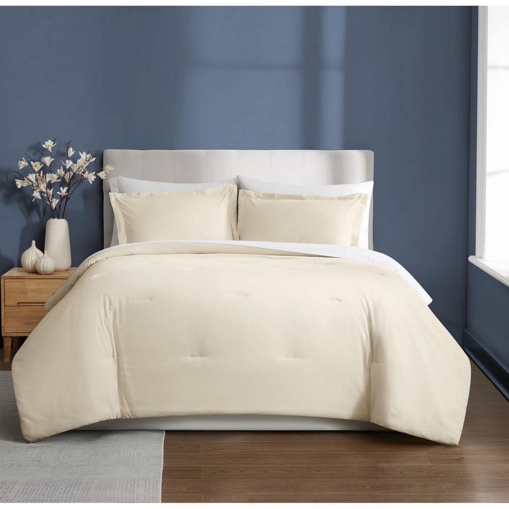 Essential 3-Piece Natural Solid Cotton Full/Queen Comforter Set price history on PriceWatchPro