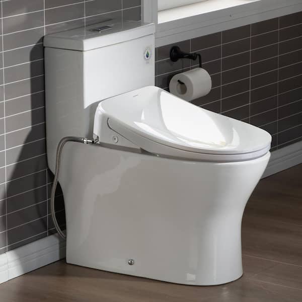 WOODBRIDGE Elongated Bidet Toilet 1.27 GPF in White with Adjustable Nozzle, Deodorizing, Automatic Open, Automatic Close