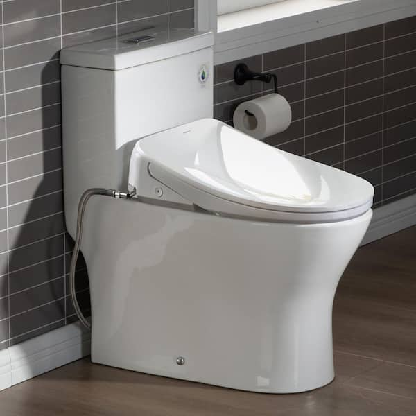 WOODBRIDGE Elongated Bidet Toilet 1.27 GPF in White with Adjustable ...