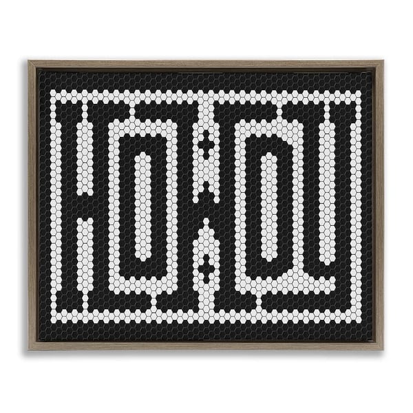 Mosaic Style Howdy in Black by Lettered and Lined 1-Piece Brown Floater Frame Graphic Art Print 17 in. x 21 in.