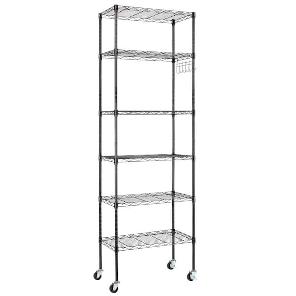 6-Tiers Steel Adjustable Garage Storage Shelving Unit in Black (21.66 in. W x 64.97 in. H x 11.82 in. D)