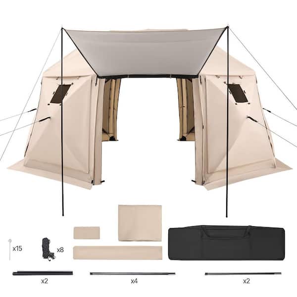 Pop up Gazebo Screen Tent, 15 x 15 ft. 13-Sided Spherical Camping Canopy Tent with Removable Top and Carry Bag