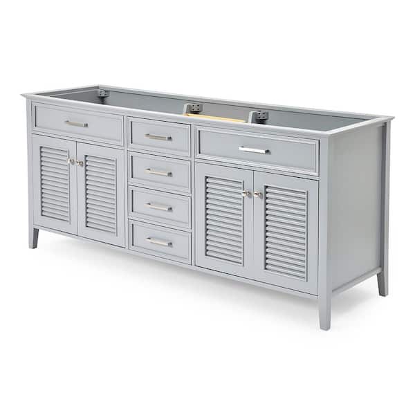 ARIEL Kensington 72 in. W x 21.5 in. D x 34.5 in. H Freestanding Bath Vanity Cabinet Only in Grey