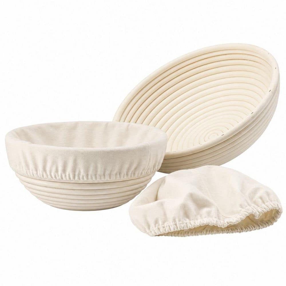 Wudkey 2-Piece Natural Rattan 9 in. Banneton Bread Proofing
