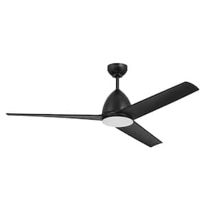 Nitro 54 in. LED Indoor/Outdoor Black Dual Mount Flat Finish Ceiling Fan with Light Kit & Remote/Wall Controls Included