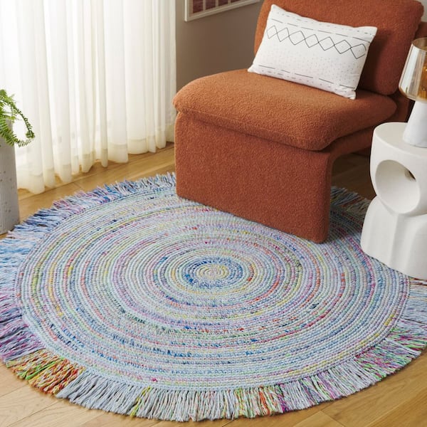Renewal 5 ft. x 5 ft. Green/Yellow Woven Fringe Round Area Rug