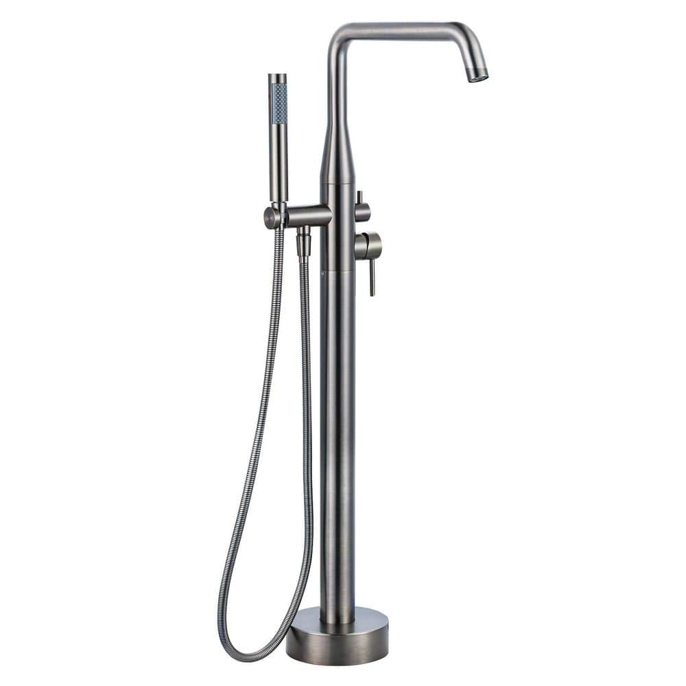 1-Handle Floor Mounted Freestanding Tub Faucet with Handheld Shower in Brushed Nickel price history on PriceWatchPro