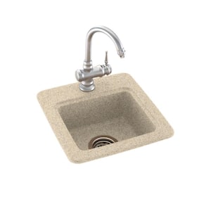 Solid Surface 15 in. 1-Hole Dual Mount Bar Sink in Bermuda Sand