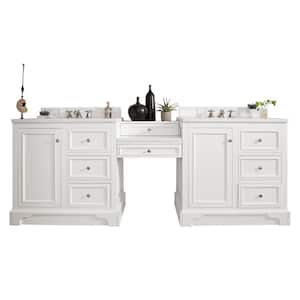 De Soto 96.5 in. W x 23.5 in.D x 36.3 in. H Double Bath Vanity in Bright White with Soild Surface Top in Arctic Fall