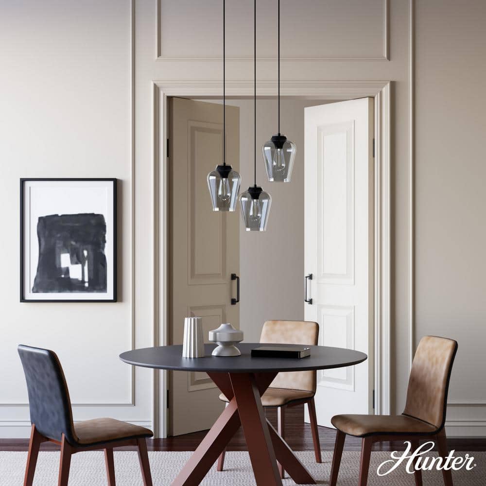 Vidria Matte Black 3-Light Glass Cluster Pendant Fixture
