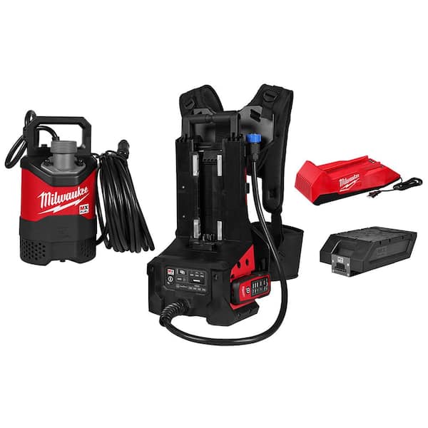 MX FUEL 1HP 2 in. Submersible Pump Kit with (1) MXFXC406 Battery Pack and (1) Portable Pump Console with Remote