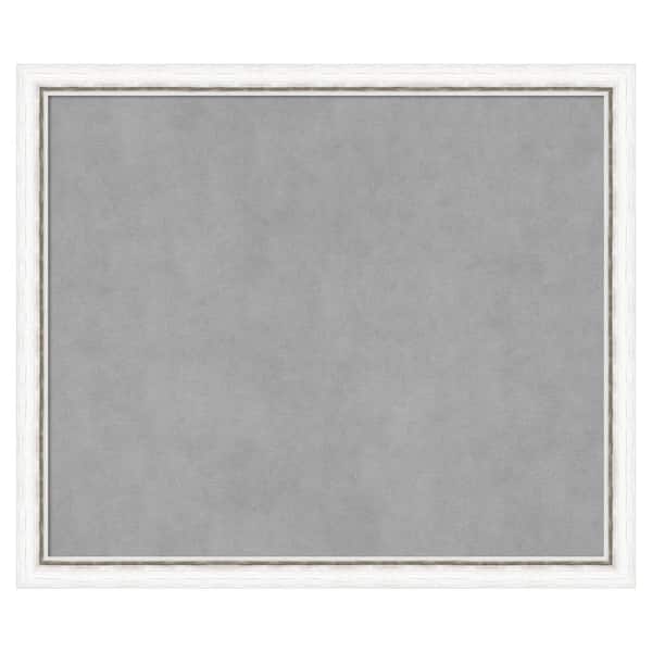 Amanti Art Morgan White Silver 26 in. x 22 in Framed Magnetic Board
