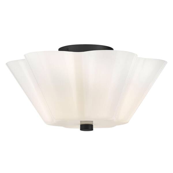 Honey 15.0 in. 3 Light Black Semi-Flush Mount with Shade