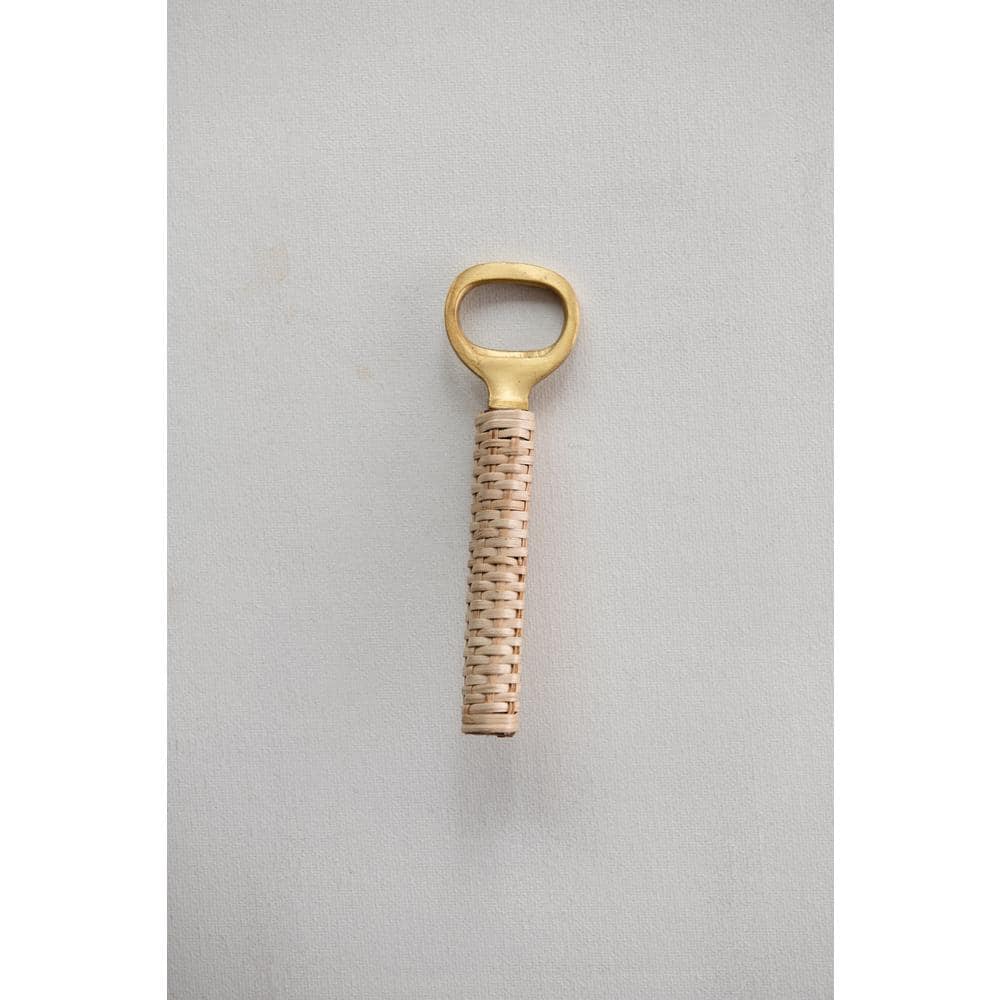 Bamboo and Brass Bottle Opener with Woven Handle