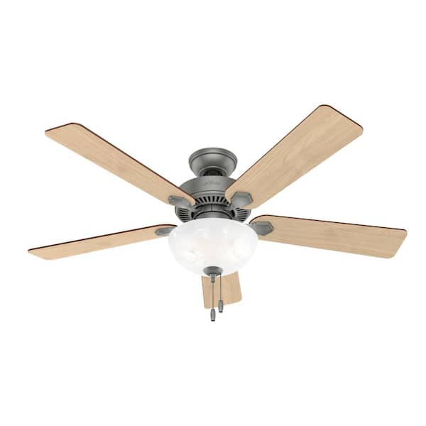 Hunter Swanson 52 In Led Indoor Matte Silver Ceiling Fan With Light 50909 - Kitchen Ceiling Fans With Lights Menards