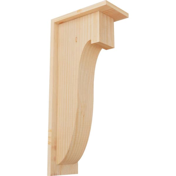 Ekena Millwork 5-1/2 in. x 10 in. x 22 in. Douglas Fir Del Monte Smooth Corbel with Backplate