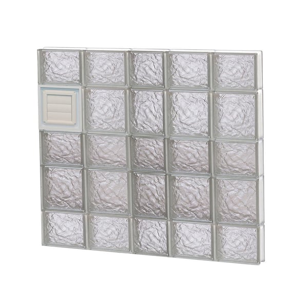 Clearly Secure 36.75 in. x 32.75 in. x 3.125 in. Frameless Ice Pattern Glass Block Window with Dryer Vent