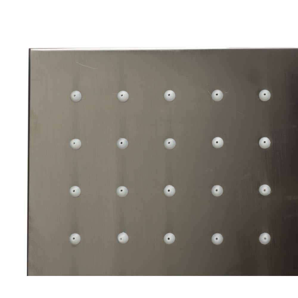 Brushed Nickel Square LED Rain Shower Head, 16-inch