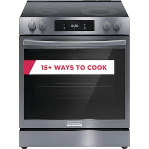 Gallery 30 in. 6.2 cu. ft. 5 Element Slide-In Electric Range with Total Convection and Air Fry in Black Stainless Steel
