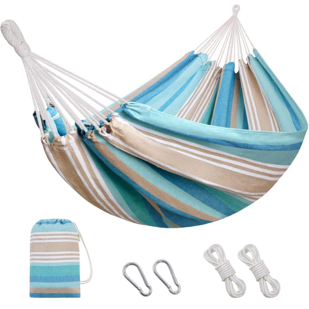 126 in. x 47 in. Cotton Hammock with Tree Straps and Carry Bag Blue 1-Pack price history on PriceWatchPro