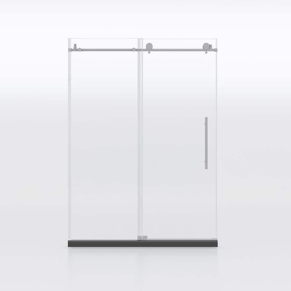 56 in. to 60 in. W x 76 in. H Sliding Frameless Shower Door in Brushed Nick