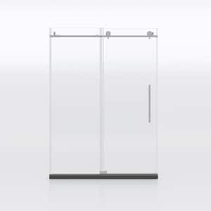 56 in. to 60 in. W x 76 in. H Sliding Frameless Shower Door in Brushed Nickel with 3/8 in. (10mm) Clear Glass and Handle