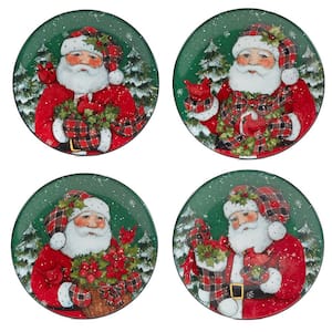Christmas Lodge Santa Multi-Colored Dessert Plates (Set of 4)