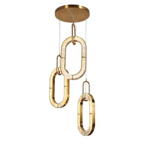 Verbena 3-Light dimmable Integrated LED Plating Brass Oval Chandelier with Crystals
