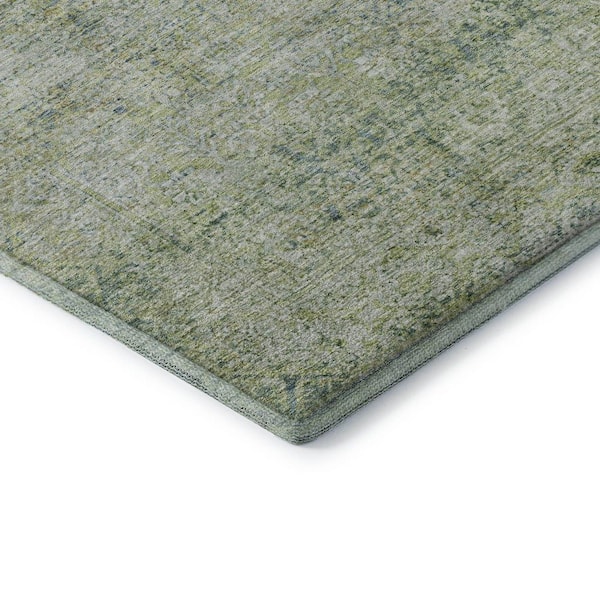 Mayfield Premium Machine Washable Abstract AMF2103 Aloe 8 ft. x 10 ft. Area Rug