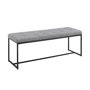 48" Transitional Upholstered Bench with Metal Base - Grey