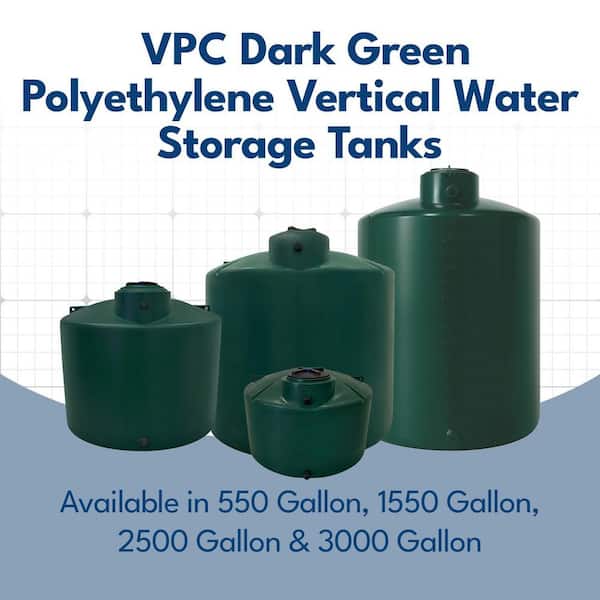 VPC 2500 Gal. Dark Green Polyethylene Vertical Water Storage Tank
