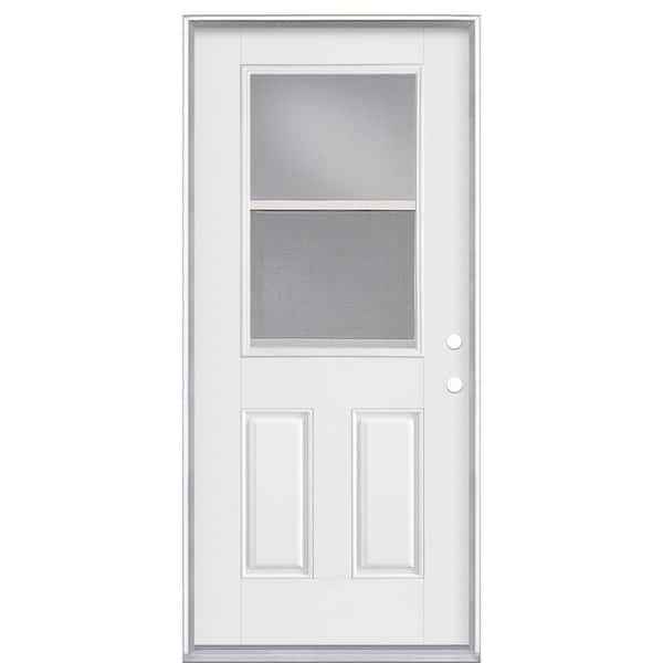 Masonite 36 in. x 80 in. Left-Hand Inswing Vent Lite Clear Glass Primed Fiberglass Prehung Front Door with No Brickmold