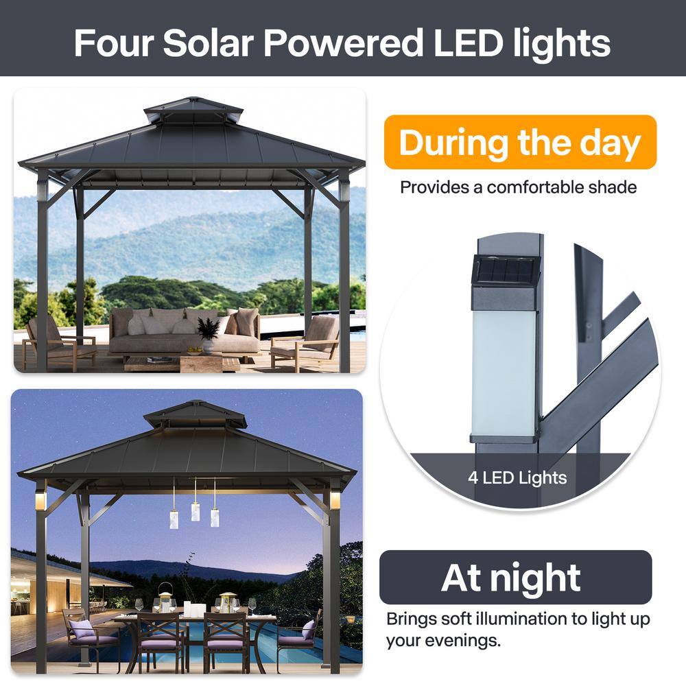 Outdoor 10' x 10' Metal Gazebo with LED Lighting
