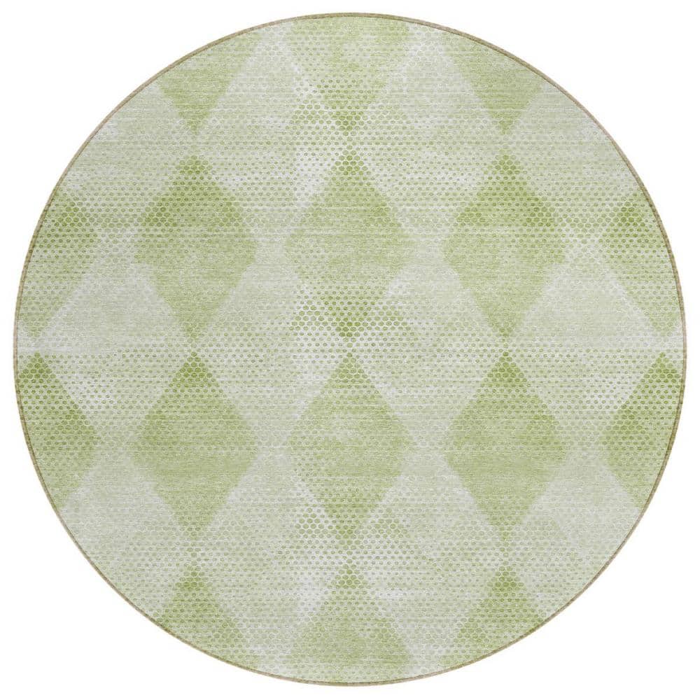 Mint Green 8 ft. Round Woven Geometric Round Indoor/Outdoor Area Rug price history on PriceWatchPro